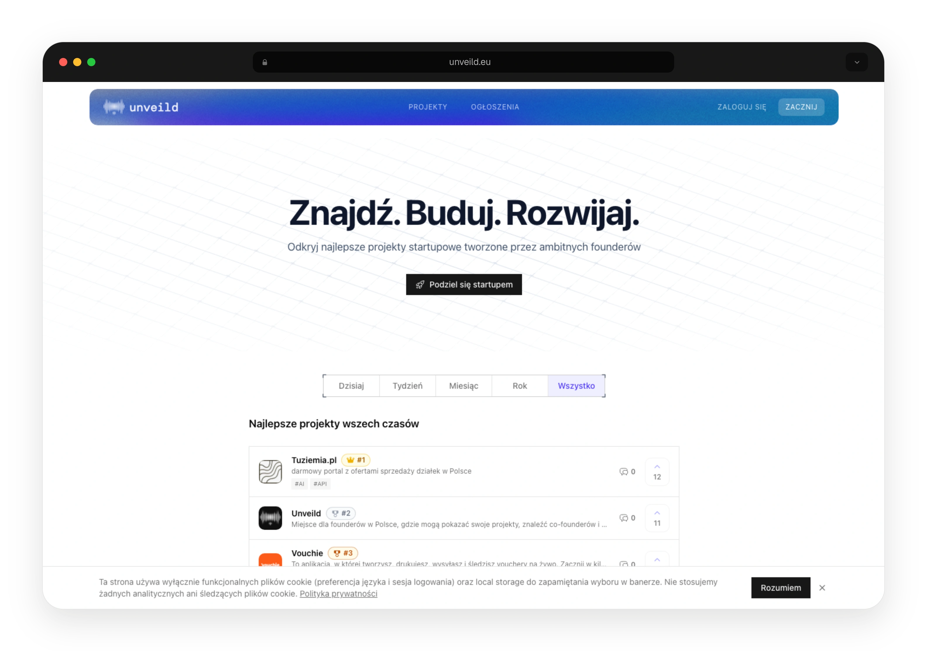 Unveild startup discovery platform